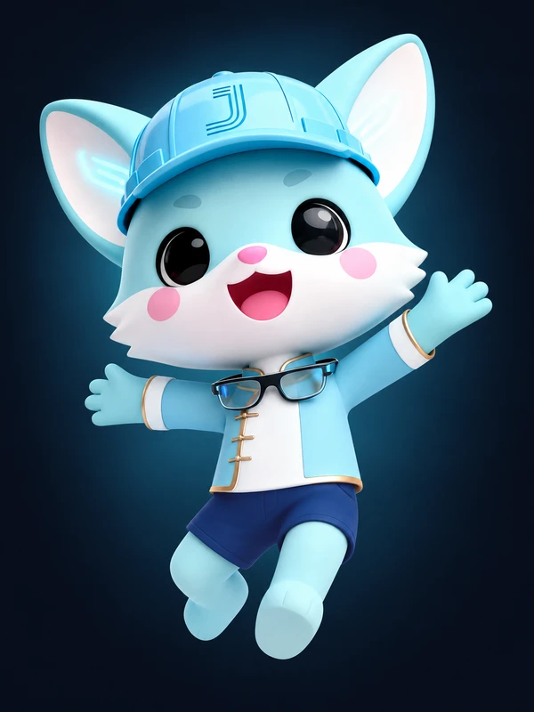 Jefurry, Jeffery Asia’s brand character, wearing a blue courier cap
